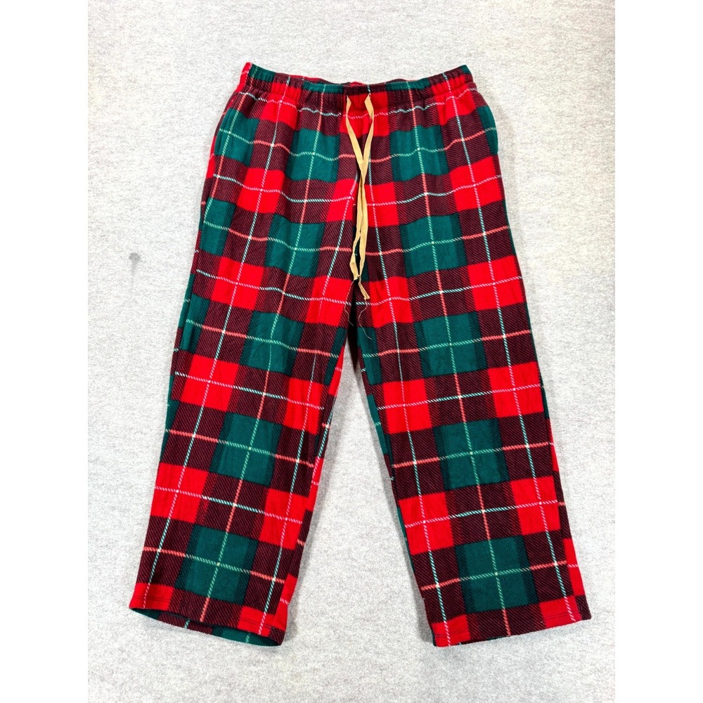 Cuddl Duds Fleece Pajama Pants Womens Large Petite Red Green Plaid A616991